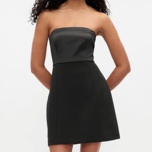 GAP Black Strapless mixed media dress large